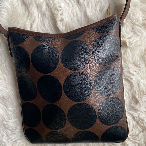 Brahmin Crossbody Bag Brown Black Barcelona Polka Dot Pattern - Picture 4 of 9